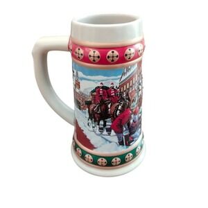 Vintage Budweiser Hometown‎ Holiday Beer Stein Mug Clydesdales Anheuser-Busch